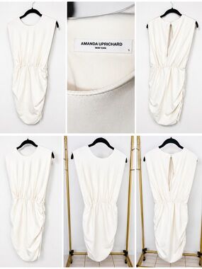 Amanda Uprichard Ivory Ruched Waist Tank Dress